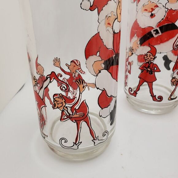 3 Retro Santa and Elves Christmas Glasses - Picture 4 of 6